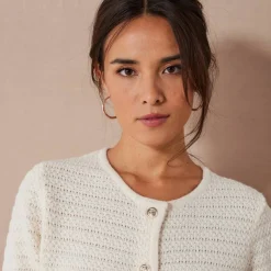 Cardigan uni maille fantaisie