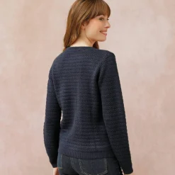 Cardigan uni maille fantaisie