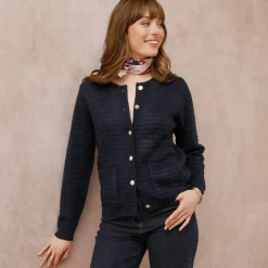 Cardigan uni maille fantaisie