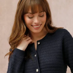 Cardigan uni maille fantaisie