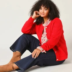 Cardigan uni maille fantaisie