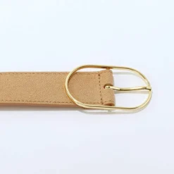 Ceinture boucle coloris doré, croûte de cuir