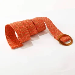 Ceinture raphia élastiquée écru/orange