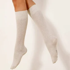 Chaussettes hautes en maille torsadée unie - lot de 2 paires