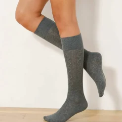 Chaussettes hautes en maille torsadée unie - lot de 2 paires
