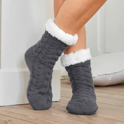 Chaussons-chaussettes torsadés antidérapants