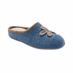 Chaussons mules fleur appliquée - largeur confort
