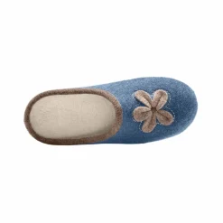 Chaussons mules fleur appliquée - largeur confort
