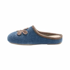 Chaussons mules fleur appliquée - largeur confort
