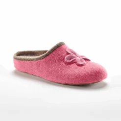 Chaussons mules fleur appliquée - largeur confort