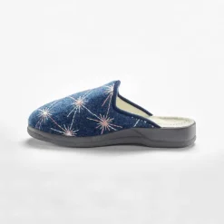 Chaussons mules fourrés brodés