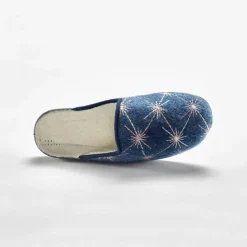 Chaussons mules fourrés brodés