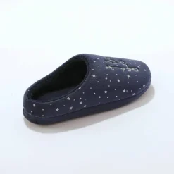 Chaussons mules polaire brodés texte