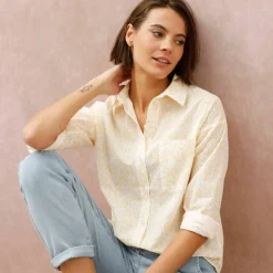 Chemise ample imprimée, coton léger