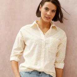 Chemise ample imprimée, coton léger