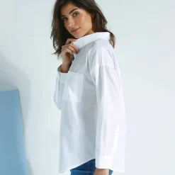 Chemise ample unie, popeline