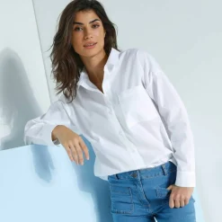 Chemise ample unie, popeline
