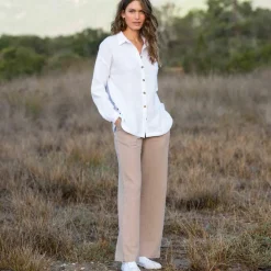 Chemise boutonnée unie, gaze de coton