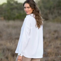 Chemise boutonnée unie, gaze de coton