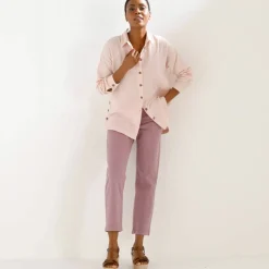 Chemise boutonnée unie, gaze de coton