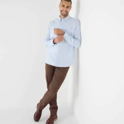 Chemise boutonnée unie Oxford manches longues