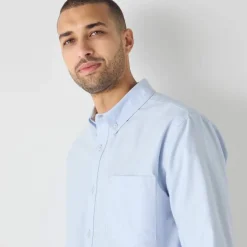Chemise boutonnée unie Oxford manches longues