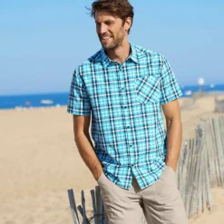 Chemise à carreaux manches courtes polycoton
