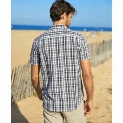Chemise à carreaux manches courtes polycoton