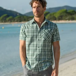 Chemise à carreaux manches courtes polycoton