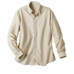 Chemise coton lin manches longues boutonnée