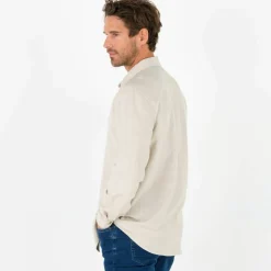 Chemise coton lin manches longues boutonnée