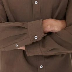 Chemise coton lin manches longues boutonnée