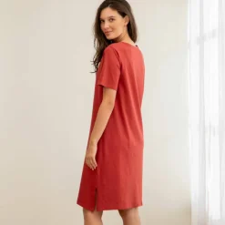 Chemise de nuit courte coton imprimé "vacances" manches courtes