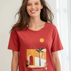 Chemise de nuit courte coton imprimé 