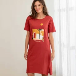 Chemise de nuit courte coton imprimé 