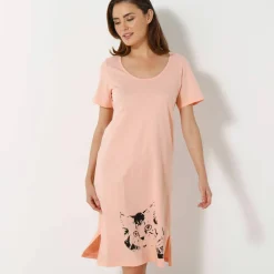 Chemise de nuit courte imprimé chat - lot de 2