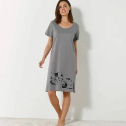 Chemise de nuit courte imprimé chat - lot de 2