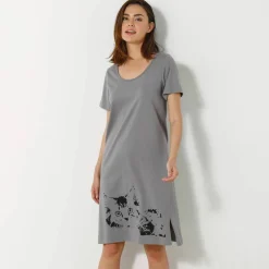 Chemise de nuit courte imprimé chat - lot de 2