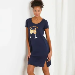 Chemise de nuit courte imprimée "cocktail"