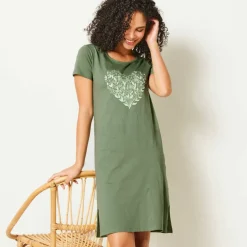 Chemise de nuit courte imprimée cœur