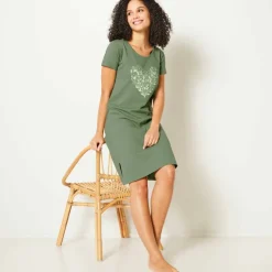 Chemise de nuit courte imprimée cœur