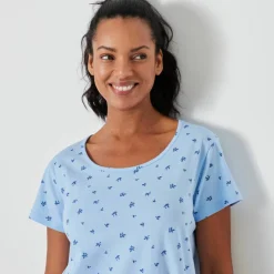 Chemise de nuit courte imprimée fleurs