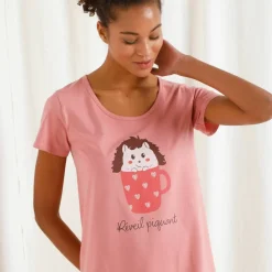 Chemise de nuit courte imprimée "hérisson"