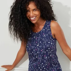 Chemise de nuit courte imprimée sans manches