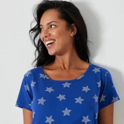 Chemise de nuit courte imprimée étoiles