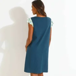 Chemise de nuit courte imprimé placé