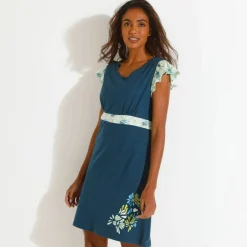 Chemise de nuit courte imprimé placé