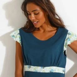 Chemise de nuit courte imprimé placé