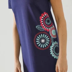 Chemise de nuit courte imprimé rosaces