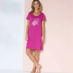 Chemise de nuit courte imprimé tortue
